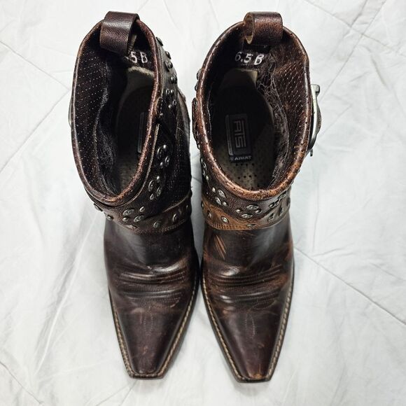 Ariat Defiance Fold Over Studded Buckle‎ Ankle Boot Women's Size 6.5B - Picture 4 of 9